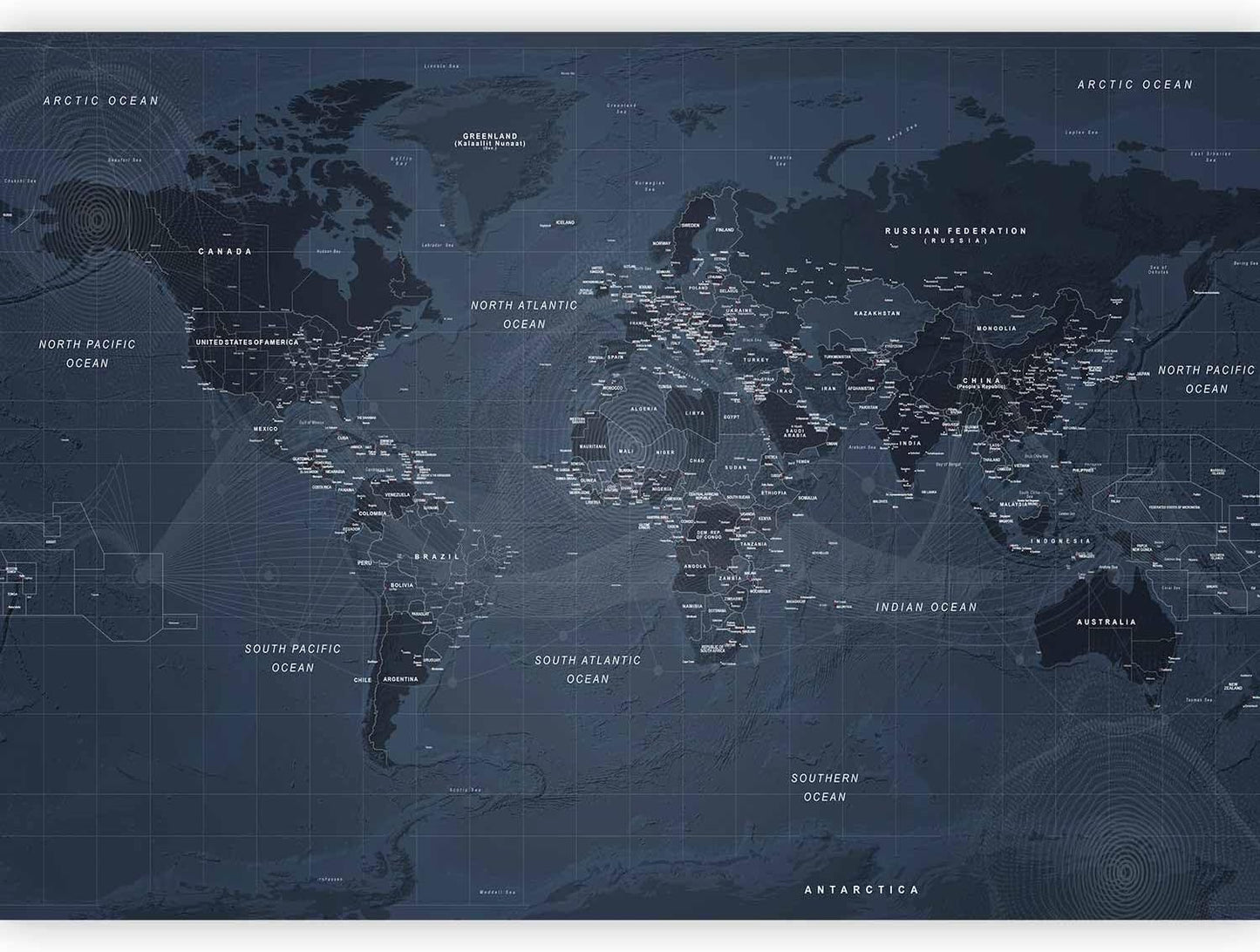 artgeist Premium Wall Mural World Map 138x101 in - XXL Non-Woven Wallpaper Fleece Wall Decor Photo Print Picture Image Design Home Map of The World k-A-0123-a-a