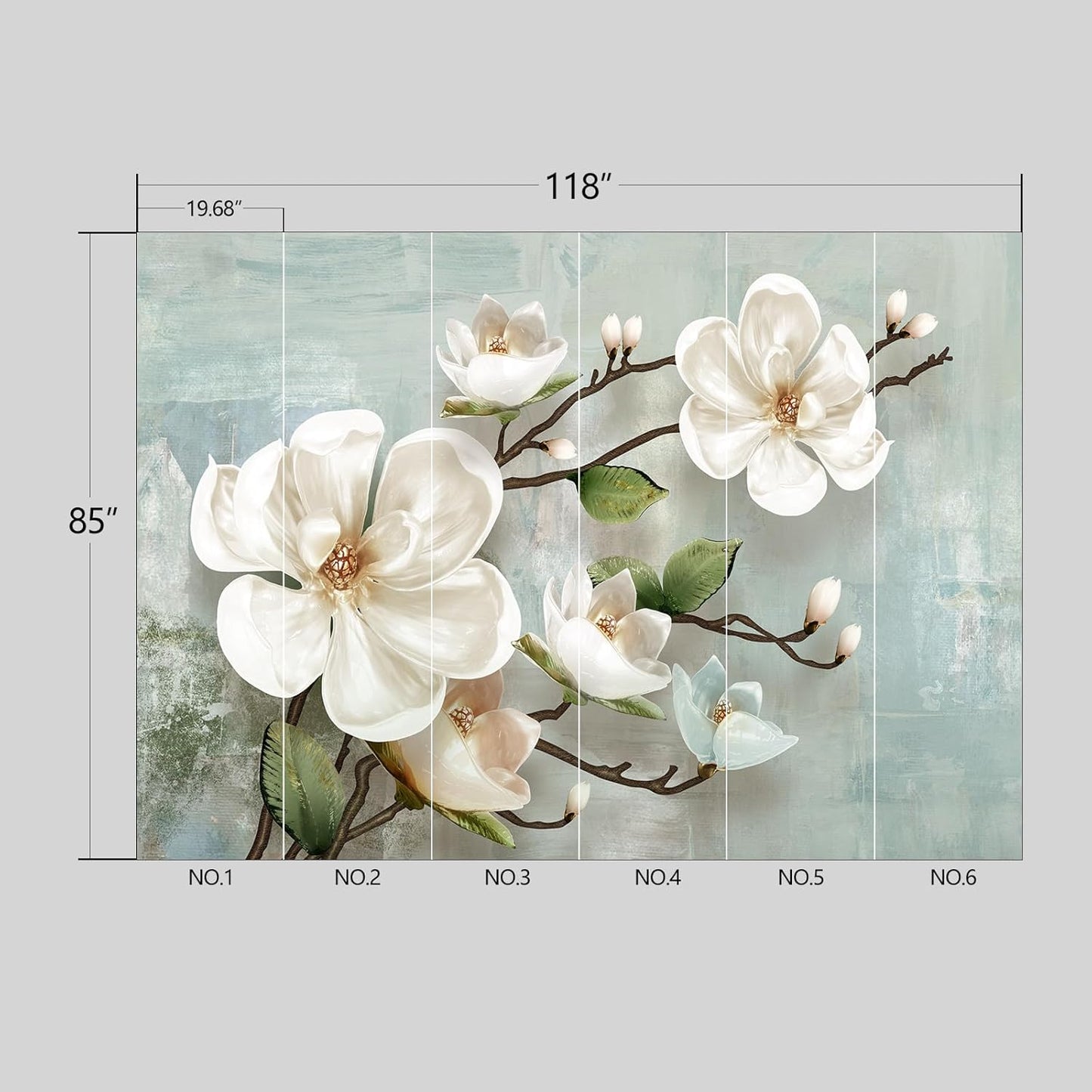3D Floral Modern Wallpaper Peel and Stick Flowers Wall Mural for Bedroom Living Room - 85"x118"