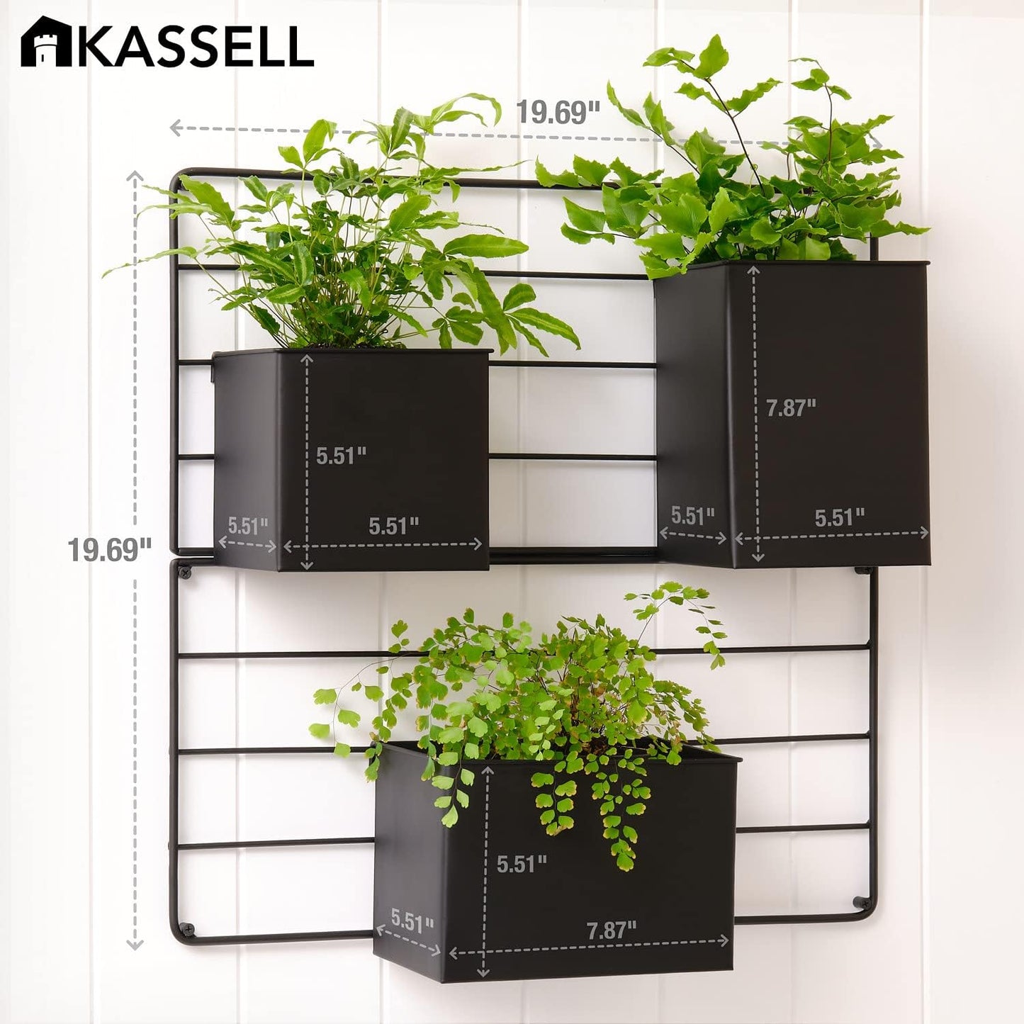 KASSELL Vertical Garden Wall Planter. Wall Mounted for Indoor Outdoor. All Metal Black Vertical Planter with No Assembly Required. Planter for Indoor Plants Flowers, Herbs, Succulents and Plants