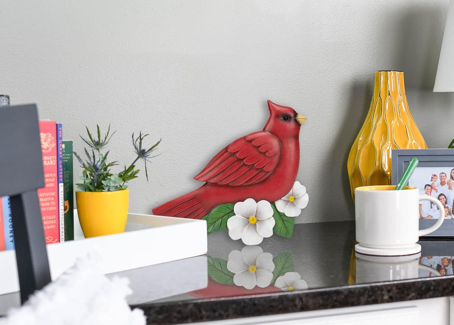 NAT & Jules Animal Character Shaped Dimensional Indoor Outdoor 11 inch Cast Resin Decorative Garden Stepping Stone, Patio, Walkway Sculpture Yard Art, Cardinal Red