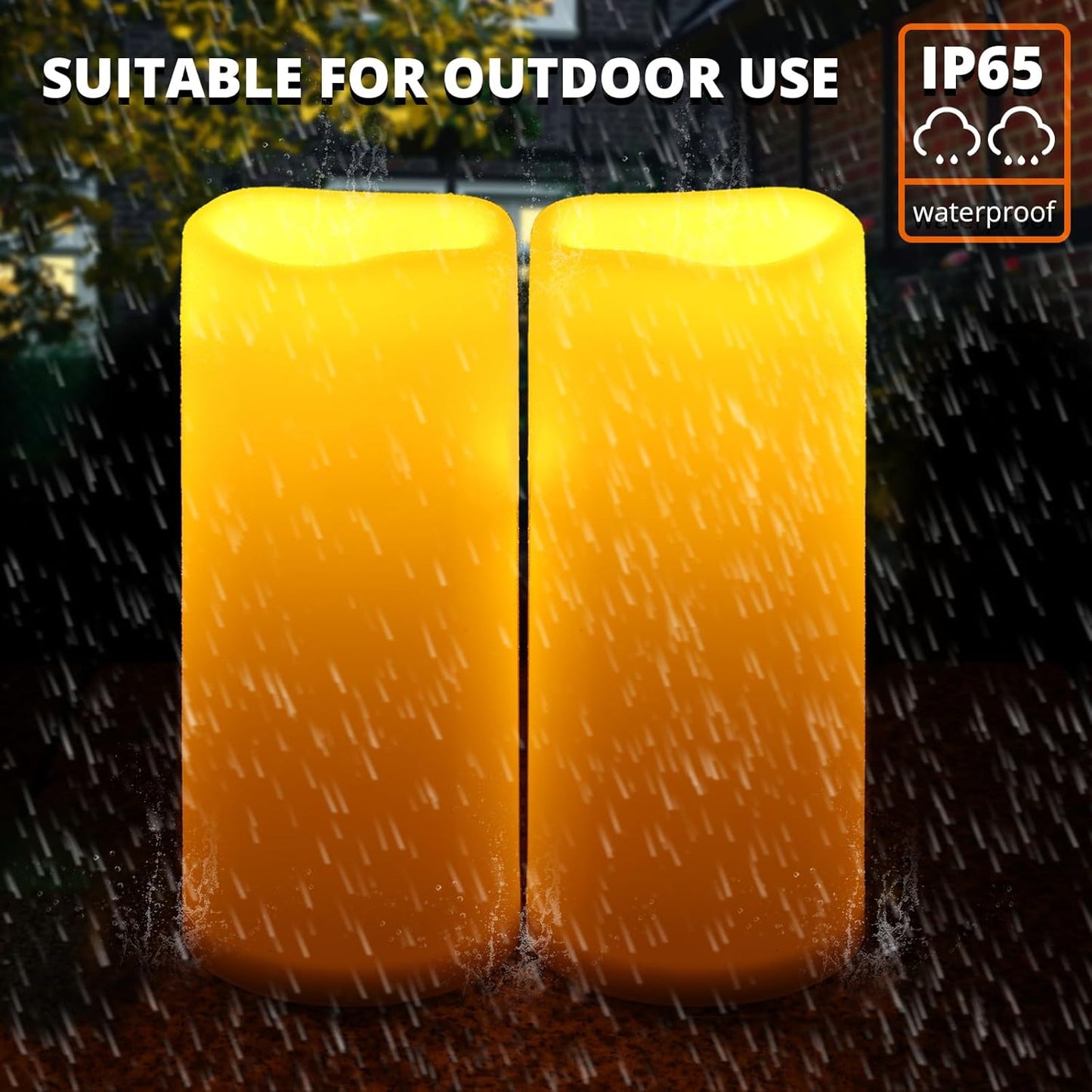 NURADA Large Outdoor Flameless Candles 10" x 4" - Waterproof LED Pillar Flickering Candle Battery Operated with Timer Remote Control for Patio Porch Lanterns Decor - Long Lasting Set of 2