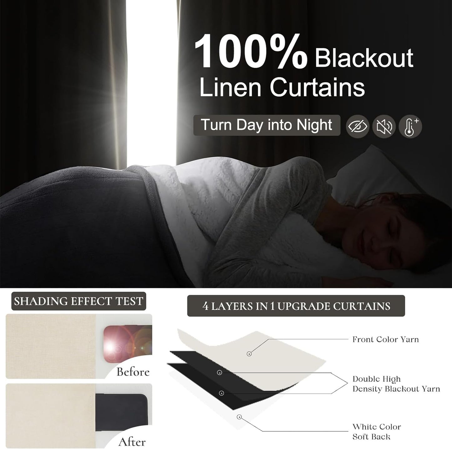 Curtains & Drapes for Living Room Cream Black Out Curtains for Bedroom Windows Linen 84 Elegant Decorative Extreme Blackout Burg With Hooks Pinch Pleated Back Tab Treatments Thermal Insulated 2Panels