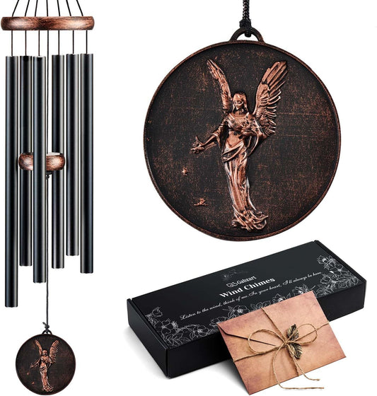 Wind Chimes for Outside, Angel Deep Tone Vintage Wind Chime Outdoor Clearance, Sympathy/Memorial/Festivals Gift for Mom Dad Grandma, Home Garden Patio Decor (32" Angel)