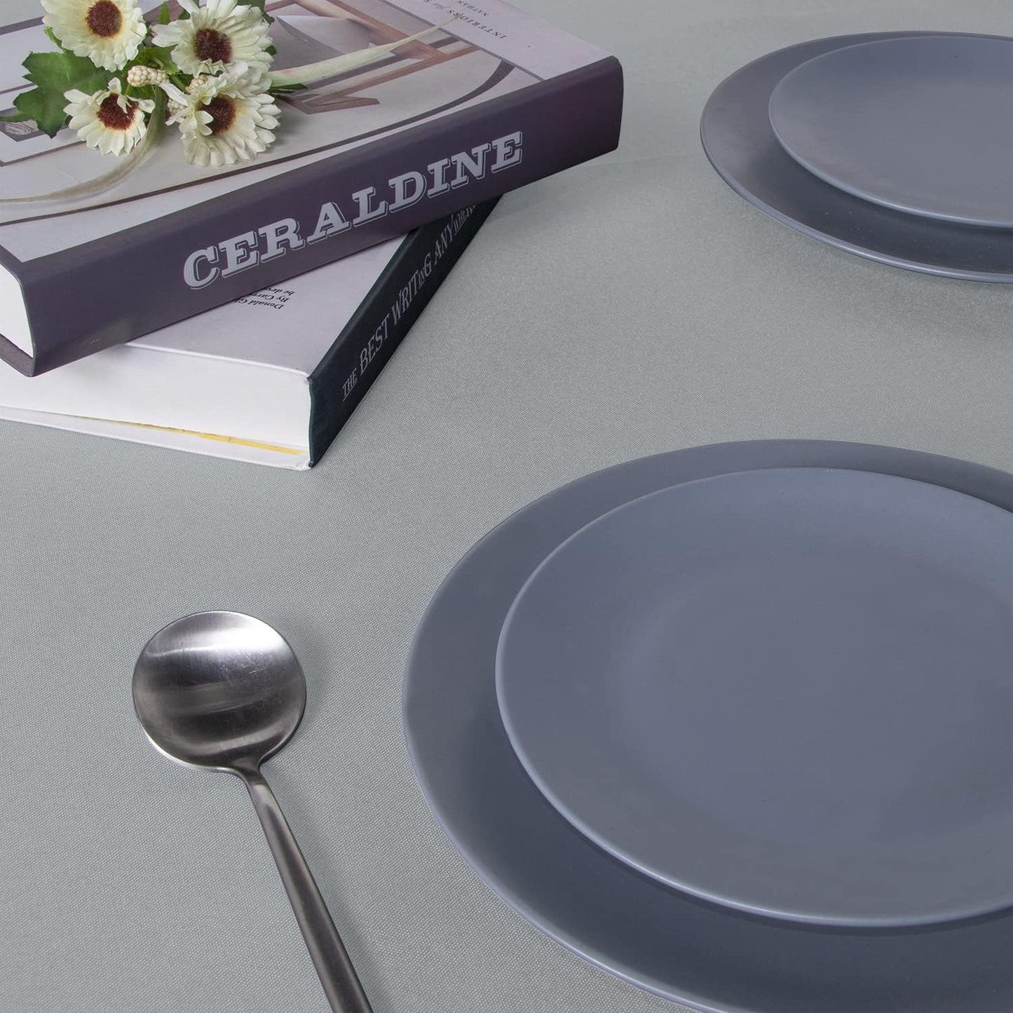 sancua Rectangle Tablecloth - 54 x 78 Inch - Stain and Wrinkle Resistant Washable Polyester Table Cloth, Decorative Fabric Table Cover for Dining Tables, Buffet Parties and Camping, Silver Grey