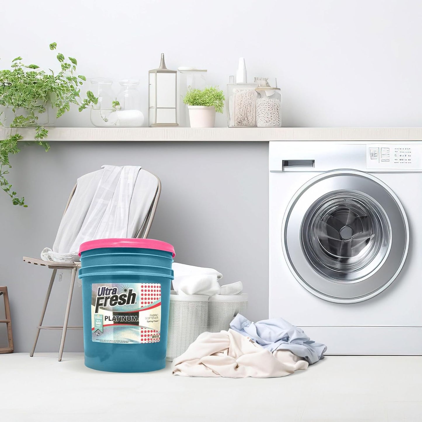 Ultra Fresh 5 Gallon Platinum Fabric Softener for All Machine Types, Liquid Laundry Softener, Up to 640 Loads, Spring Fresh