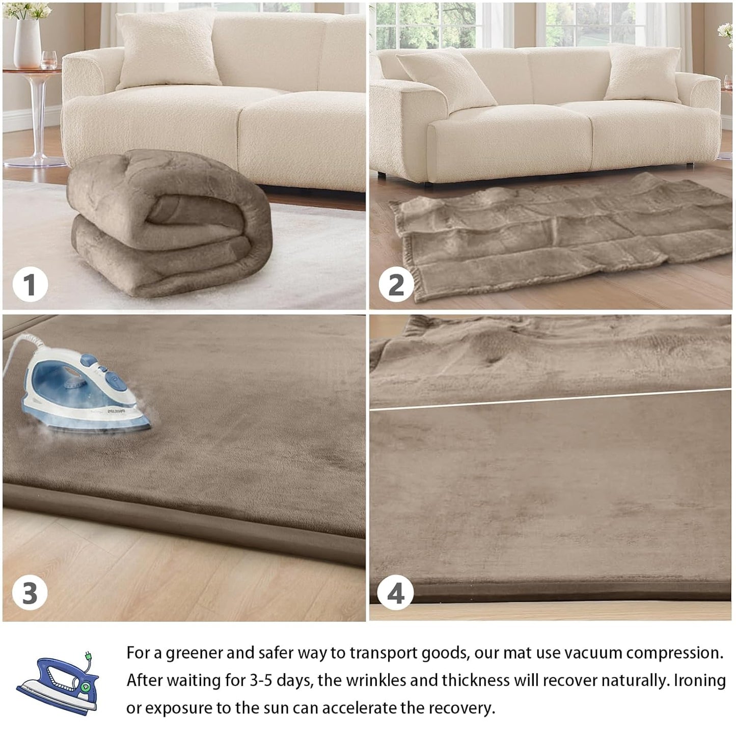 Baby Play Mat for Floor Tummy Time Mat Nursery Rug Muscle Mat Area Rug Playroom Rug Tatami Mat 6'7"x5'11" Memory Foam 1.3" Thick Crawling Mat For Babies,Toddlers, Infants, Kids,Floor Mat(Brown)