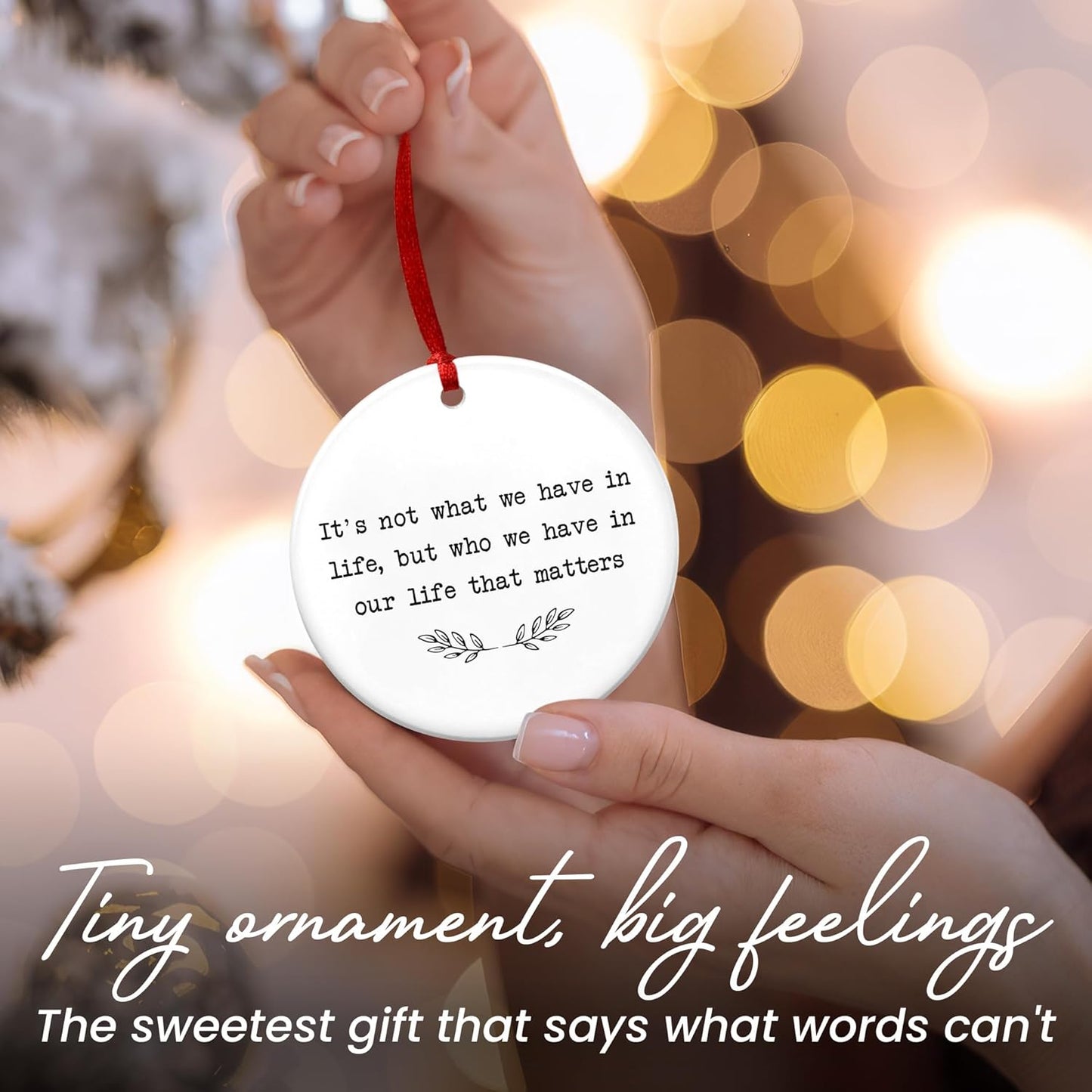 TEEZWONDER Inspirational Gifts for Women Men - Ceramic Christmas Ornaments 2025 for Tree Decorations - Mom Dad Gifts for Sister Brother Grandma Grandpa, Friend Gift Ideas