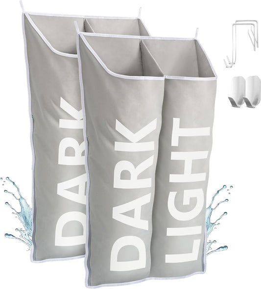 Hanging Laundry Hamper Bag XL 40x22", Space Saving over the Door Storage Bags, Behind the Door Hampers for Dirty Clothes & Wall Mounted Basket for Bathroom, Organizer for Small Room Spaces RV