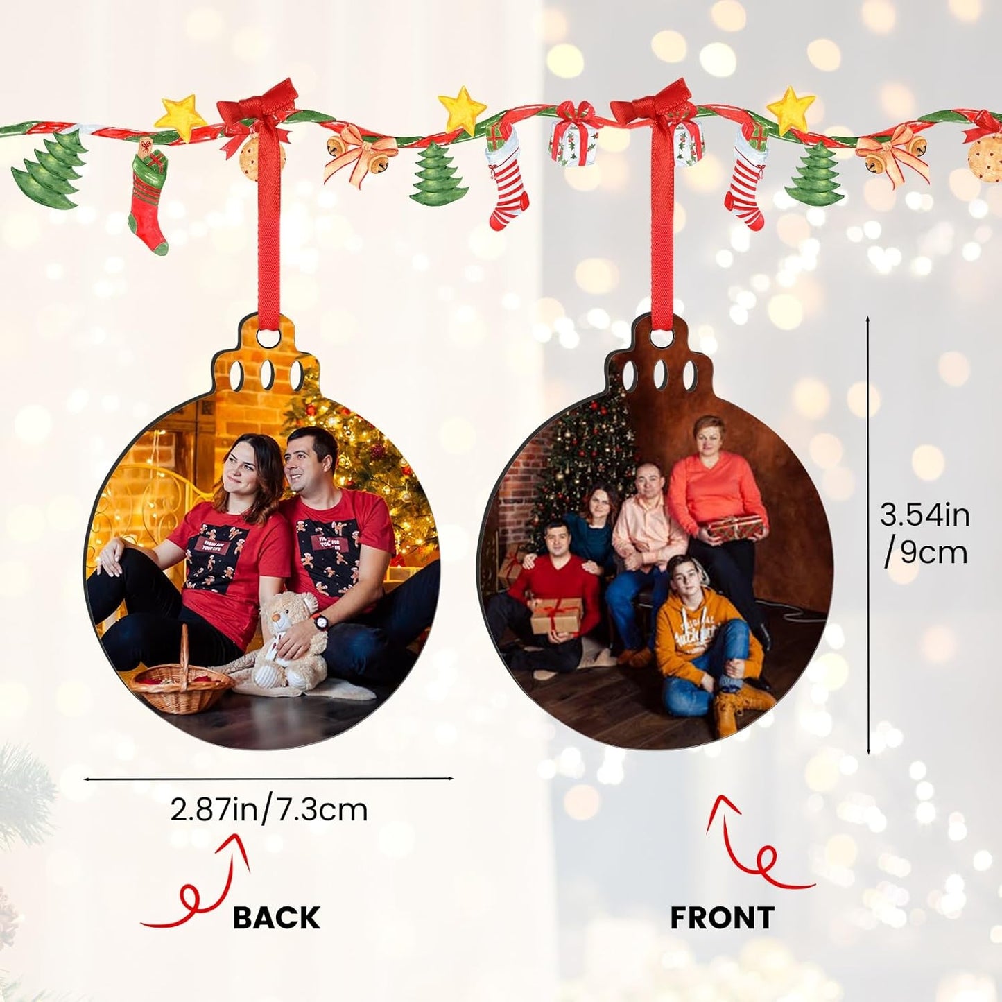 Personalized Christmas Ornaments 2025 Customized with Photo Text Ornament Keepsake Pet First Christmas Ornament Bulk Custom Wooden Xmas Tree Decorations, Wood Lantern