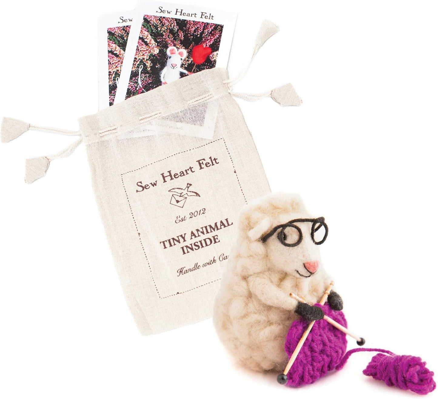 | Hand-Felted Knitting Nell Sheep | Organic Wool Home Decor | Fair Trade Plush Animal Ornament | Gift for Any Occasion | Perfect for New Spaces & Home Accessories