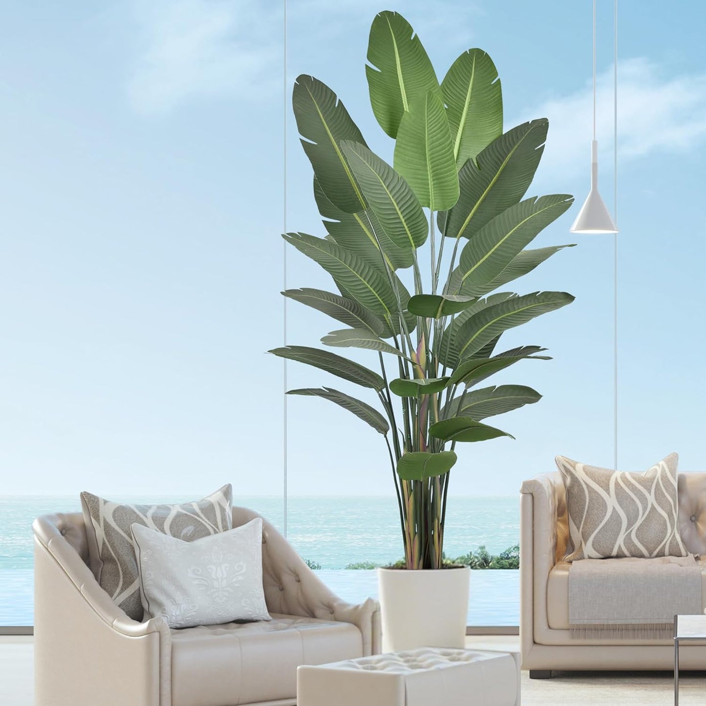 Artificial Bird of Paradise Plant 9ft Tall Fake Silk Banana Leaf Tropical Trees with 25 Leaves Faux Floor Plant for Home Decor Indoor, 106 Inch