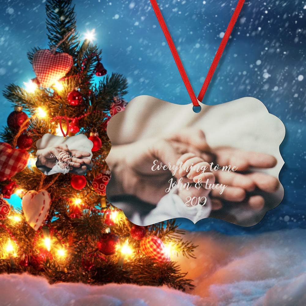 Gemszoo Personalized Picture Christmas Ornament, Custom Double Sided Photo Text Wooden Hanging Xmas Tree Keepsake Pendant Decoration Gift for Family (1, Cloud Shape)