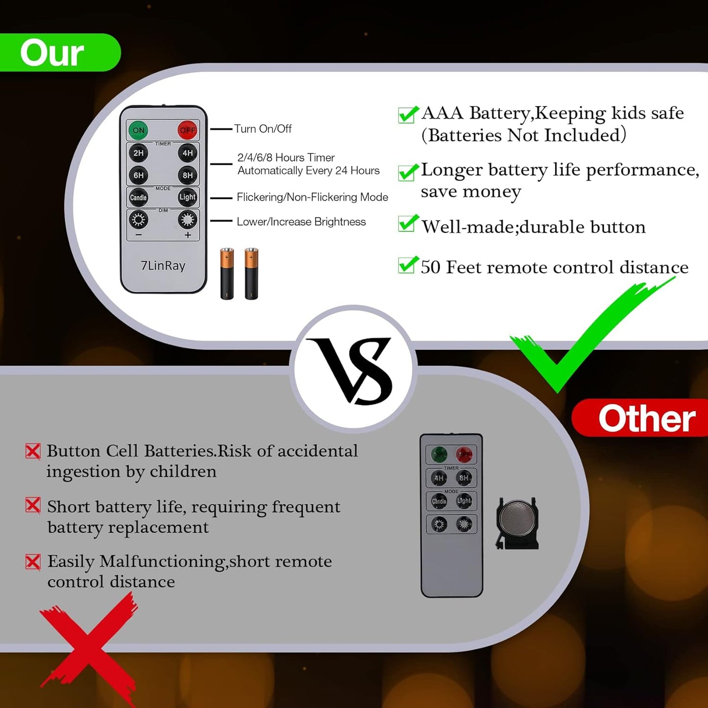 Flickering Flameless Candles with Remote and Timers, Waterproof Outdoor Indoor Battery Operated LED Pillar Candles for Home Wedding Decor, Ivory Plastic, D3 X H6, 1 Pack