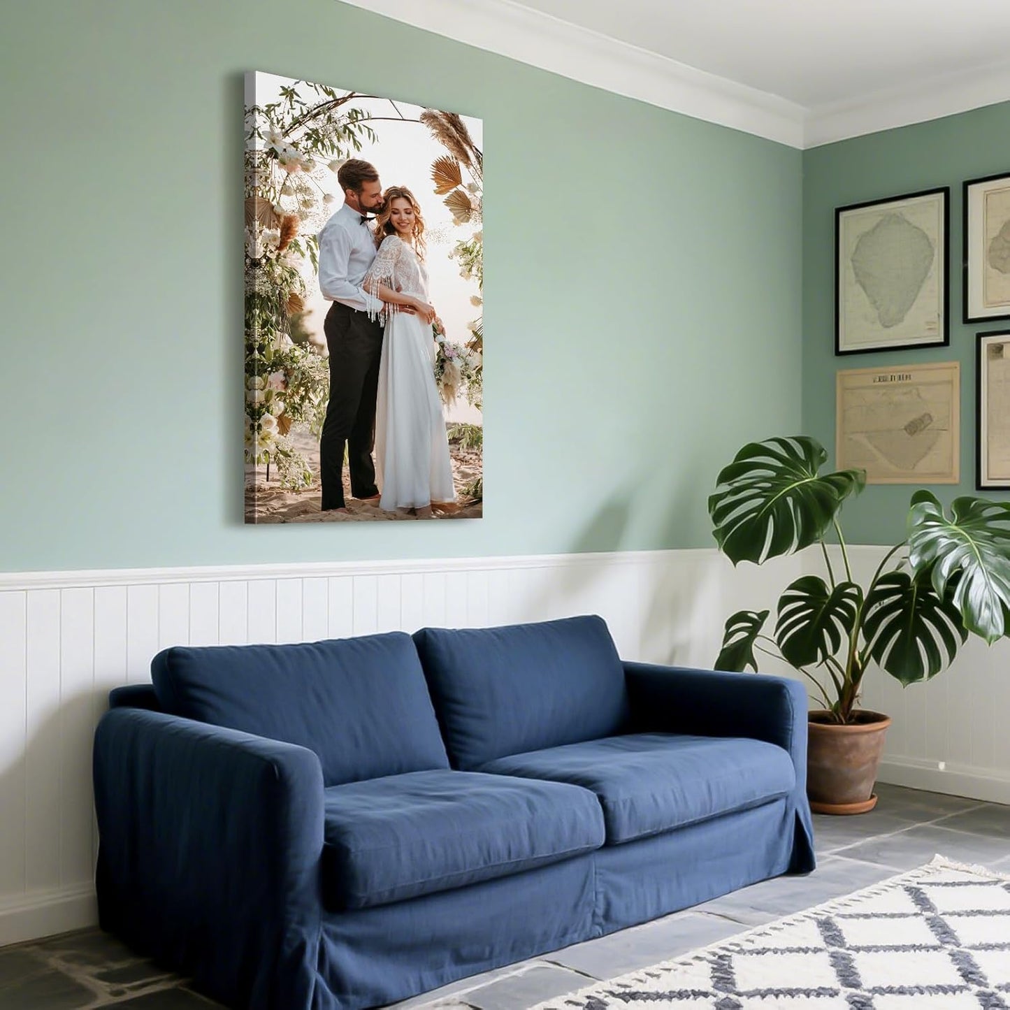 Custom Canvas Prints with Your Photos - Personalized Pictures Print, Customized Photo Gifts, Wall Art Poster Canvas Printing for Wedding, Family, Baby, Pets, Home Office Decor, Wrapped Frame 24x48