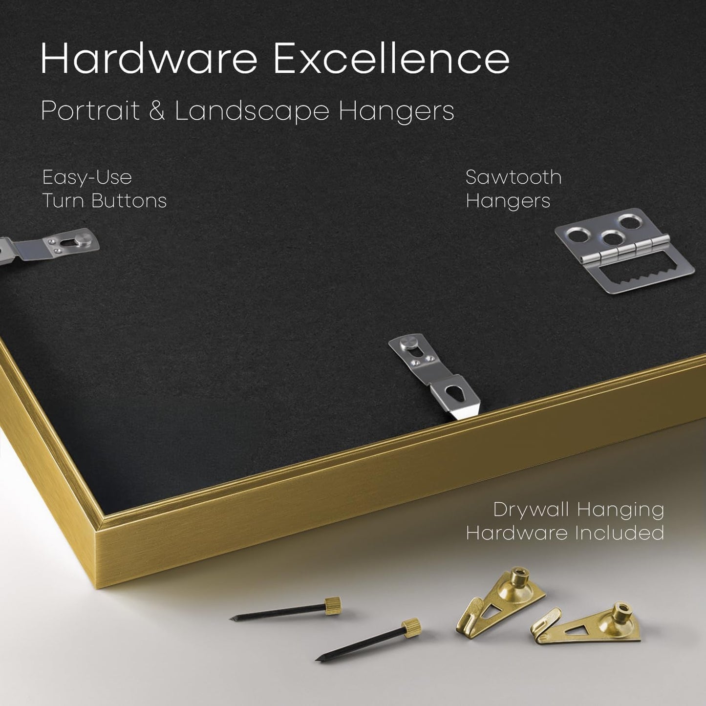 Homeforia 8x10 Picture Frame Gold, High End Metal 8 x 10 Photo Frames with Mat 5 by 7 Art, 10x8 Poster Frame Matted to 5x7 inch Print, 8by10 Wall or Tabletop Frames, Tempered Glass, Wall Kit, Set of 1