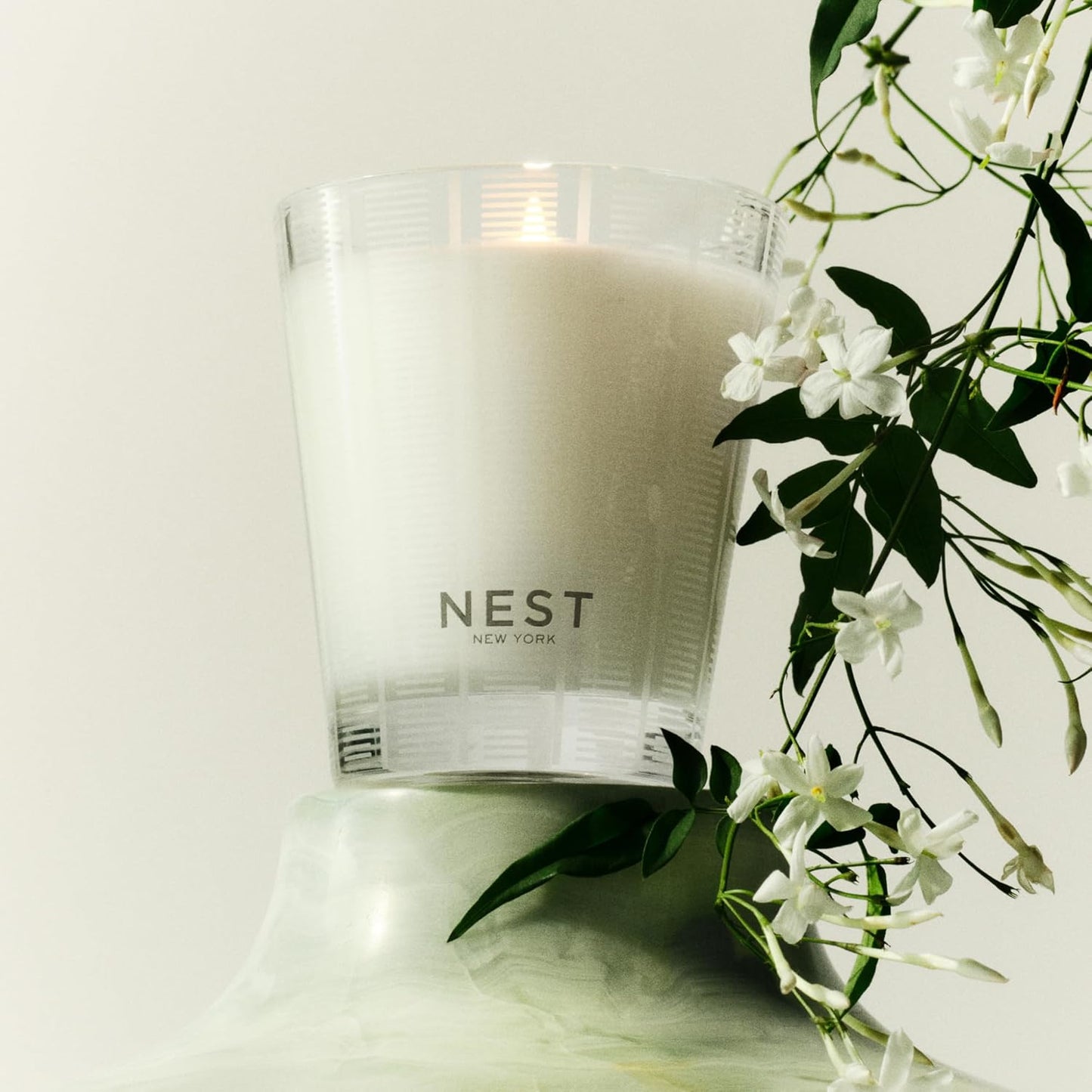 NEST New York Scented Classic Candle, Indian Jasmine - 8.1 oz - Up to 60-Hour Burn Time - Reusable Glass Vessel