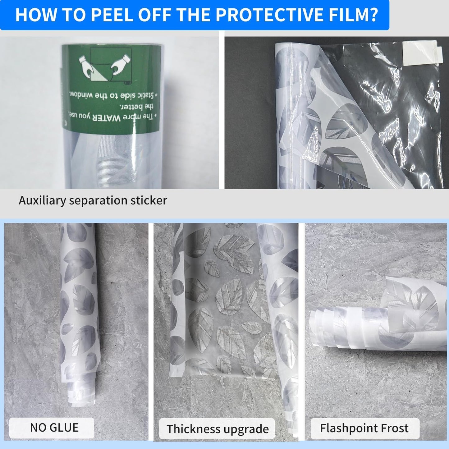 Frosted Glass Window Privacy Film Decorative, Bathroom Privacy Film for Glass Windows Cover, Static Cling, Removable, Reusable, Anti-UV, Anti-Glare, Heat Blocking,（Leaf White 17.5X78.7Inch）