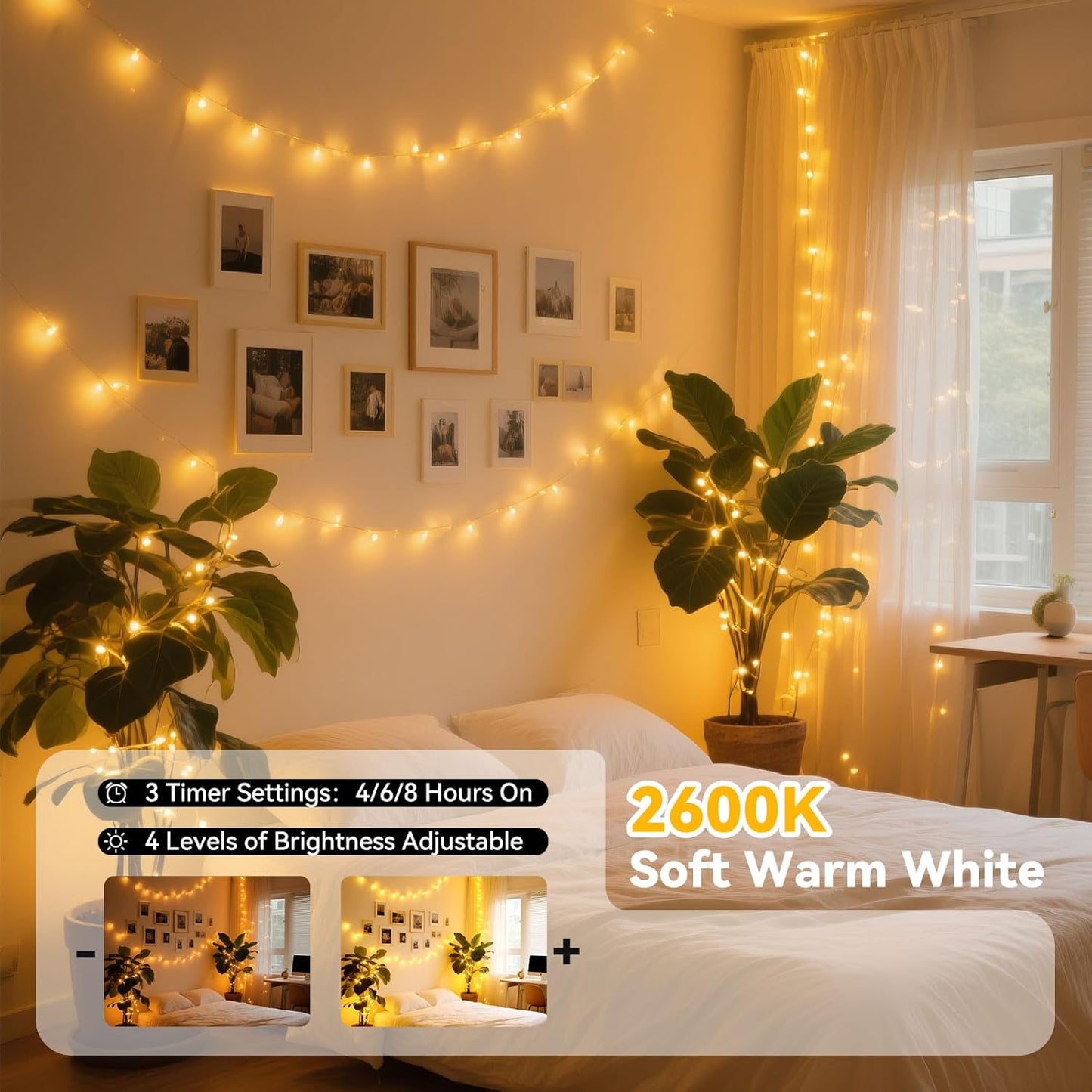 LitHome 400LED 130FT Christmas Led Fairy Lights with Remote, Color Changing Fairy Lights Plug in, 9 Modes Led String Lights for Indoor, Fairy String Lights Fall Halloween Christmas Bedroom Dorm Decor