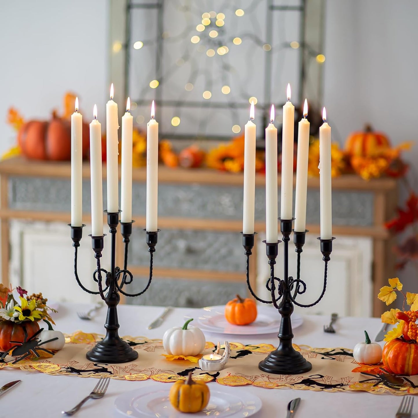 Sziqiqi Black Candelabra Candle Holder - Candle Holders for Candlesticks Set of 2 Metal Candelabrum Stand for Wedding Christmas Table Centerpieces Decor