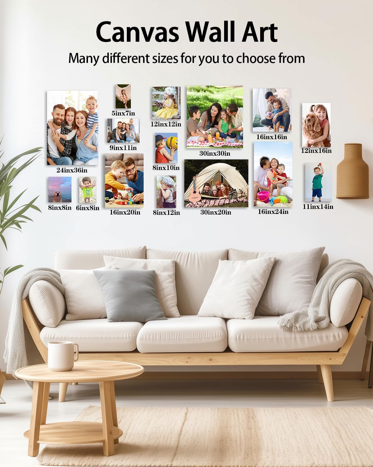 AbcCustomize Canvas Prints with Your Photos，Custom Canvas Wall Art for Bedroom, Living Room, Farmhouse Decor，Personalized Gifts Canvas Prints for Family，Friend，Lover，Pet