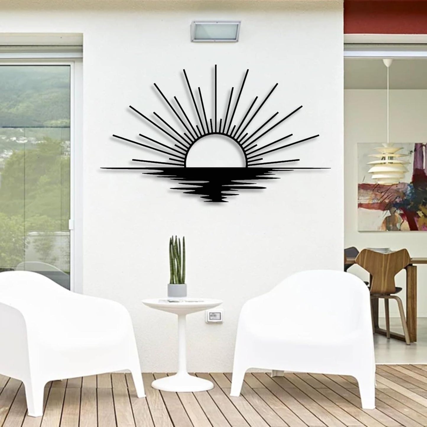 Sunrise Metal Wall Art, Metal Sun Wall Decor, Metal Sun Outdoor Decor, Large Metal Sun Wall Art, Sun Wall Art, Boho Sun Wall Art, Sunshine Metal Sign, Living Room Bedroom Wall Hangings (Gold, 59"x 35"| 150x89cm)