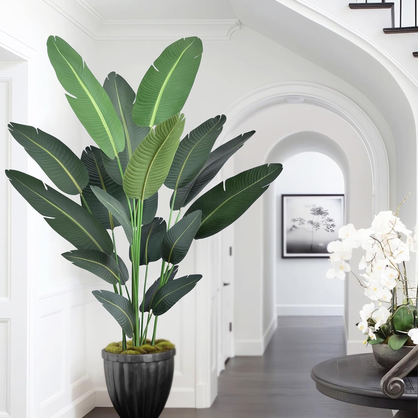 7ft Artificial Bird of Paradise Trees (84in) Tall Large Faux Tree with 19 Realistic Trunks, Fake Tropical Floor Potted Artificial Silk Plant for Home Office Indoor Decor (7feet,1Pack)