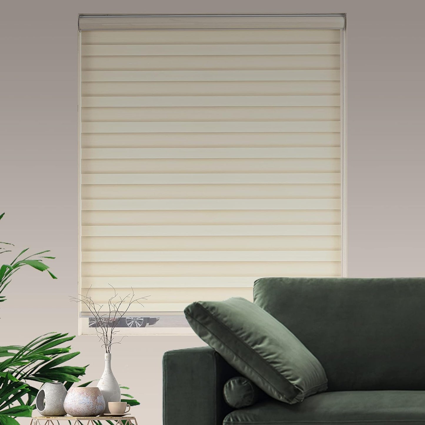 Zebra Blinds Window Blind Zebra Shade Blinds for Windows Roller Sheer Shades Privacy Light Filtering Shades for Home Kitchen Bathroom (Width 47'' X Height 72'' Cream)