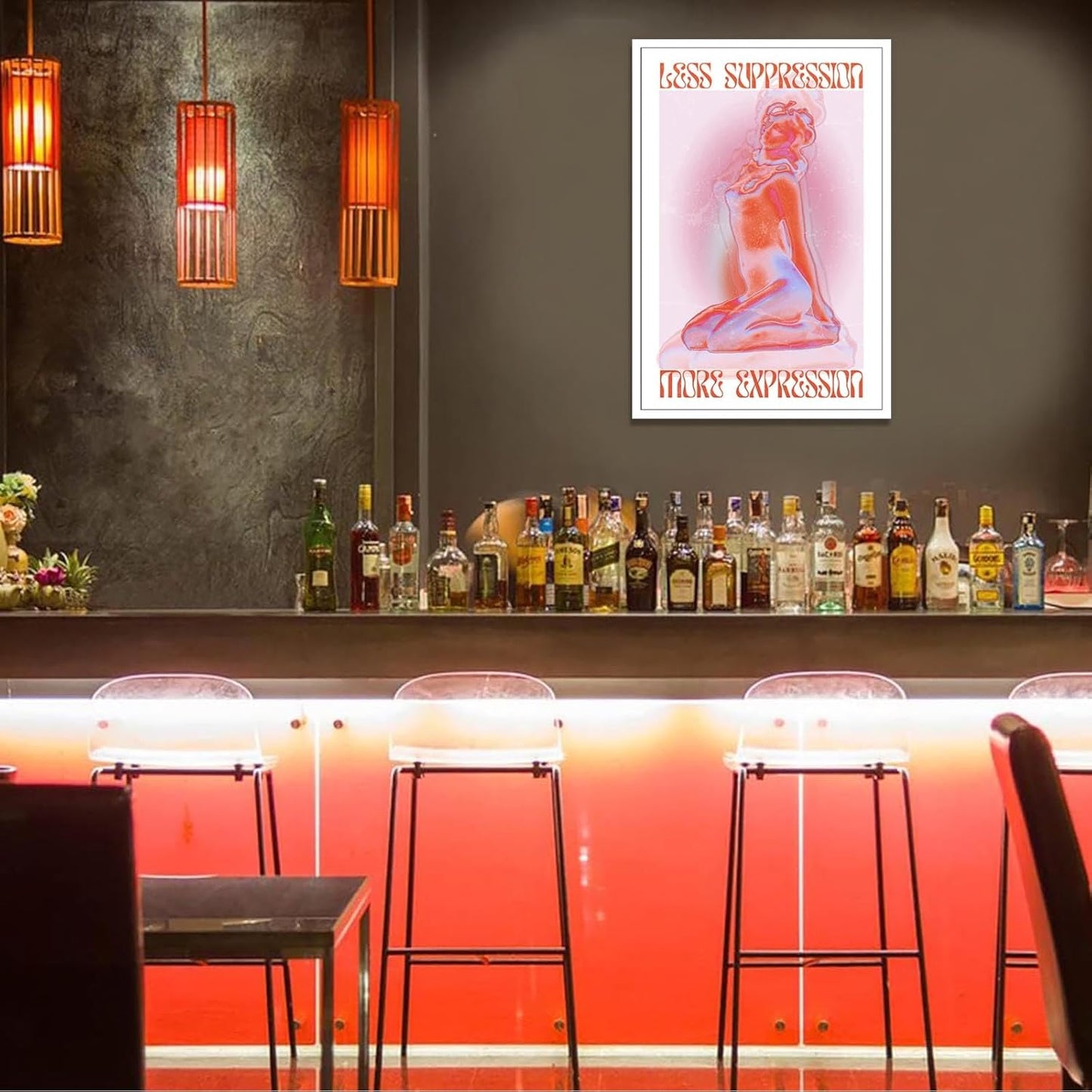 Spiritual Affirmation Art Poster Pink Woman Canvas Wall Art Aesthetic Pictures Sexy Woman Prints Painting Trendy Gradient Aesthetic Wall Decor Living Room Bedroom 24x36in Unframed