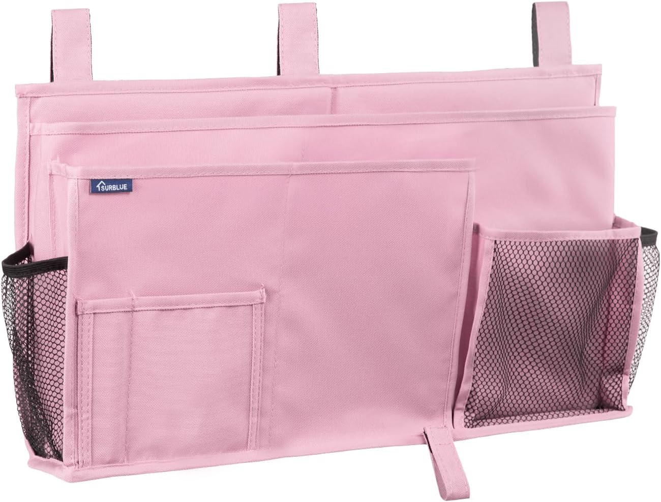 Surblue Caddy Hanging Organizer Bedside Storage Bag for Bunk and Hospital Beds, Pink, L