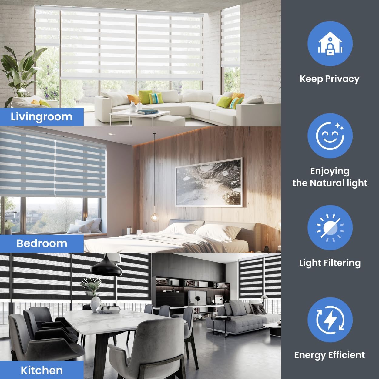 Foiresoft Standard Custom Zebra Roller Blinds for Windows [W10–105 x H10–115 Inch, Caramel, Basic], Light Filtering Dual Layer Shades for Bedroom, Living Room, Office, 13 Colors