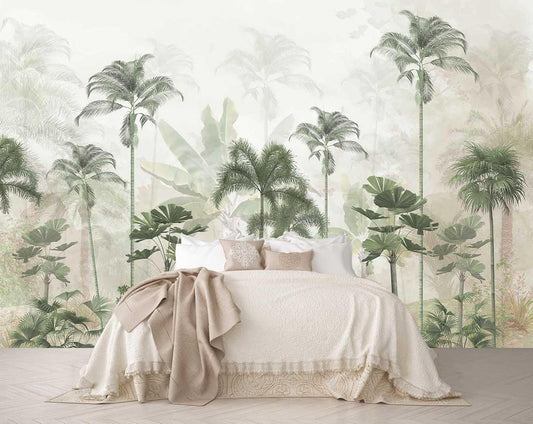 Tropical Forest Landscape Design Mural, Wallpaper can be Used to Decorate The Bedroom, Living Room, Bathroom Background Wall（Not Peel and Stick）