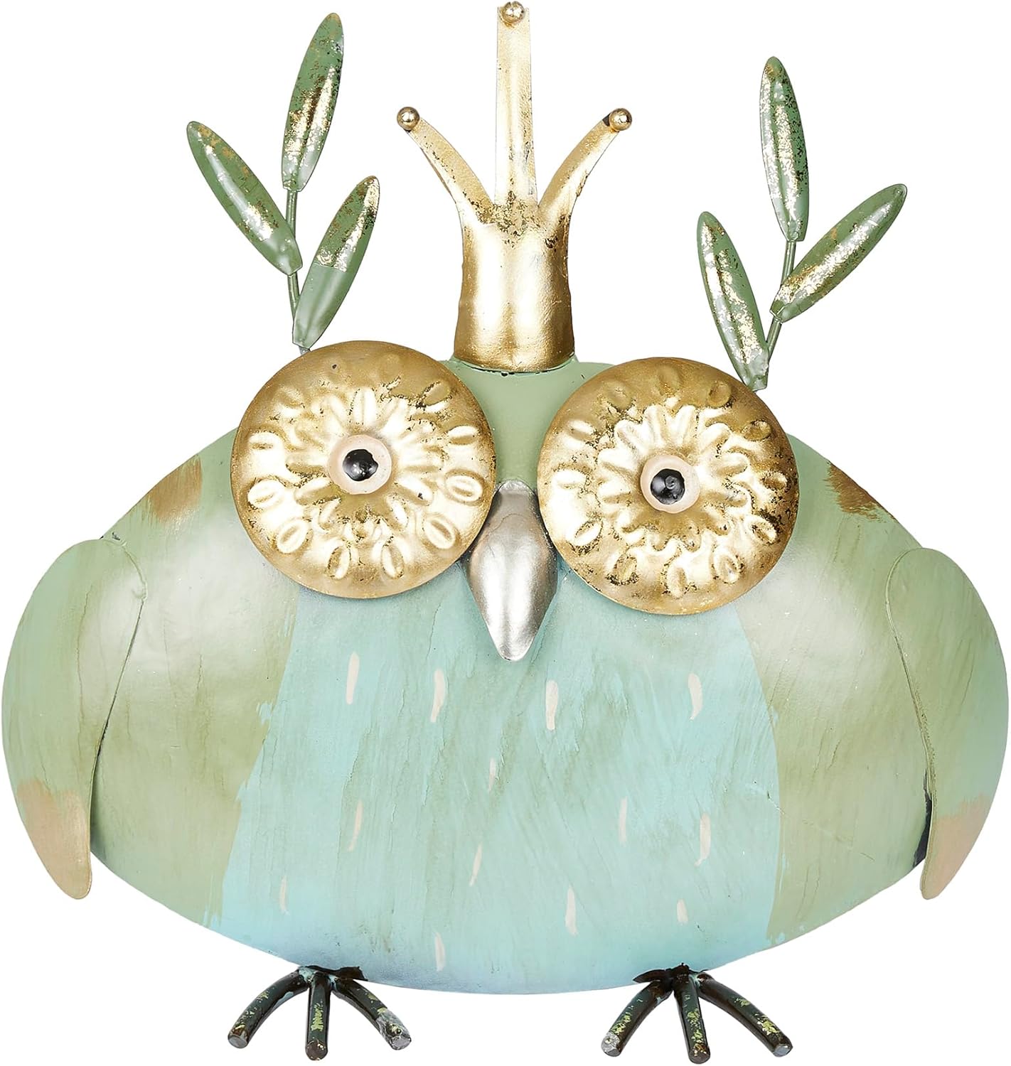 Alpine Corporation MCC808HH Metal Owl Queen, Whimsical Animal Outdoor Décor for Patio, Lawn & Garden, 8"H, Multicolor