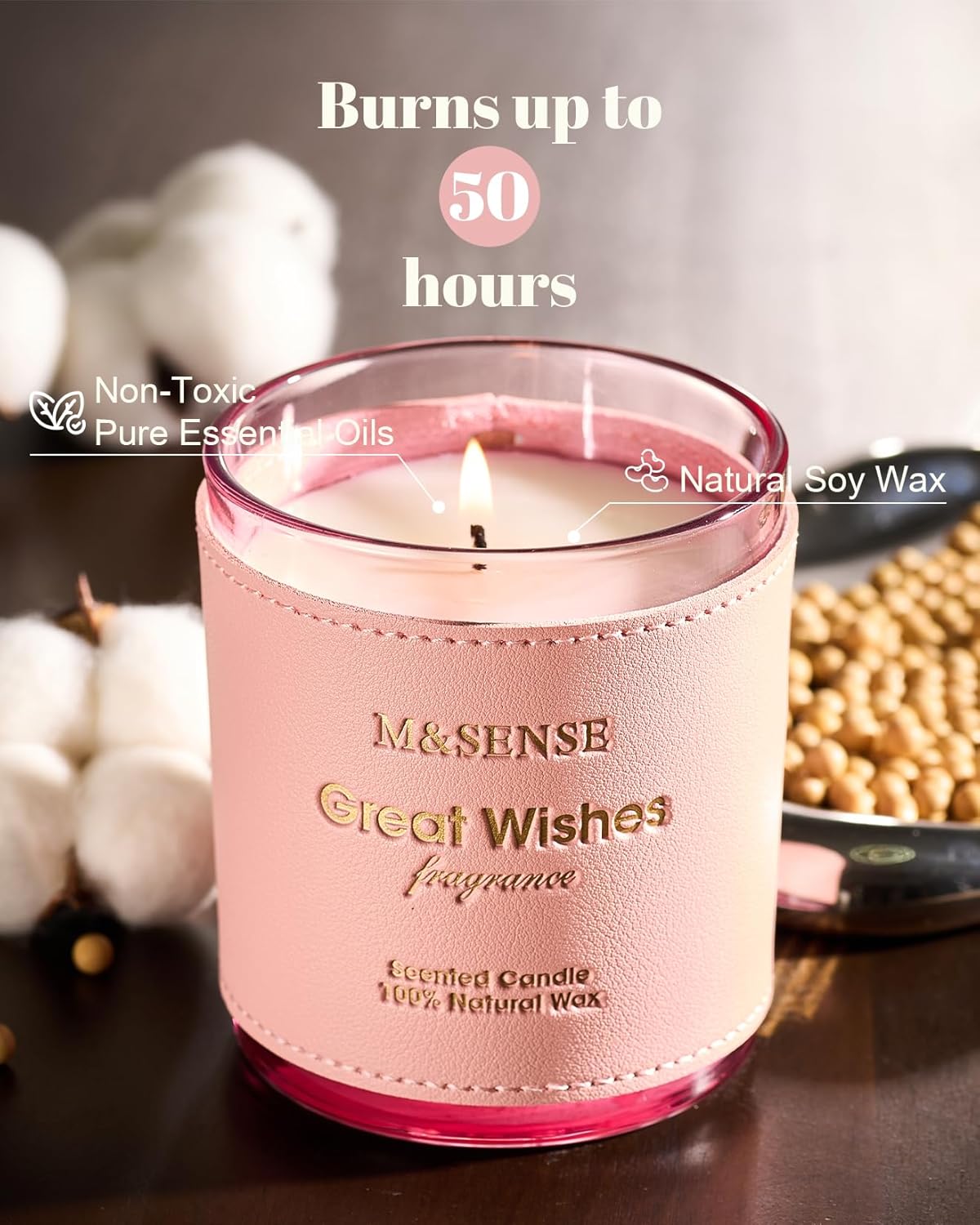 M&SENSE Floral Citrus Scented Candles, Vegan Soy Wax, Heavy Scented, No Toxin 10oz Long Lasting 42-Hour Burn Time Relaxing, Date Night, Aromatherapy Candles for Home