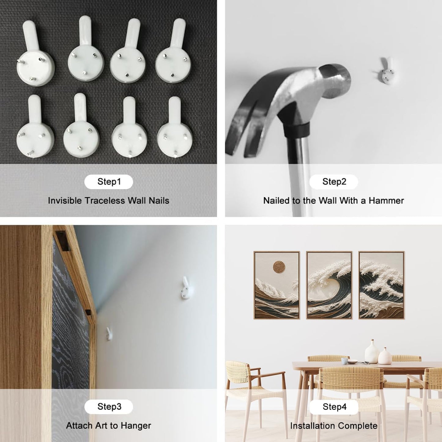 HLNIUC Sea Wave Framed Canvas Wall Art,Abstract Sun Seascape Wall Decor Set of 3(16”x24”) Large Modern Ocean Beach Art Print,Great Wave Sunset Pictures Canvas Famed Painting for Living Room,Bedroom