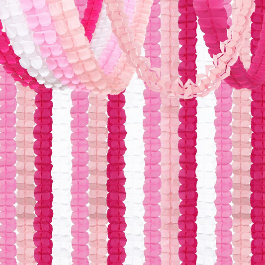 Rose-Red Pink-White Party-Decorations Streamers Garland - 157Ft Four-Leaf Clover Hanging Banner,Wedding Girl Birthday Baby Bridal Shower Engagement Bachelorette Decor Hugtmr