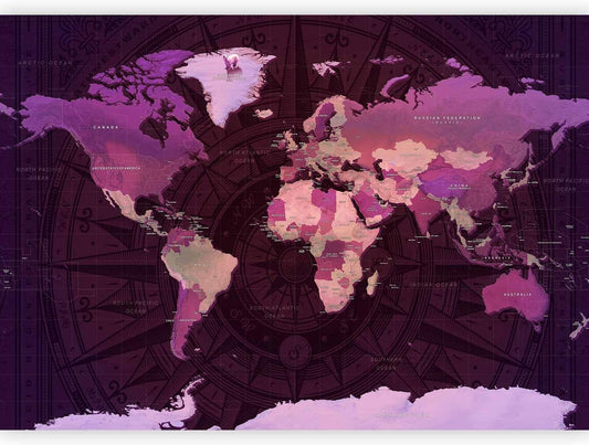 artgeist Wall Mural World Map 177x124 in - XXL Non-Woven Wallpaper Fleece Wall Decor Photo Print Picture Image Design Home Map of The World k-A-0273-a-a