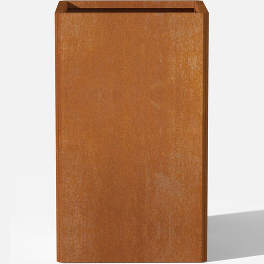 28 Inch Co rten Steel Planter-Modern Square Metal Outdoor Planters for Front Porch, Patio & Garden -Large Tall Planters (14" L X 14" L X 28" H)