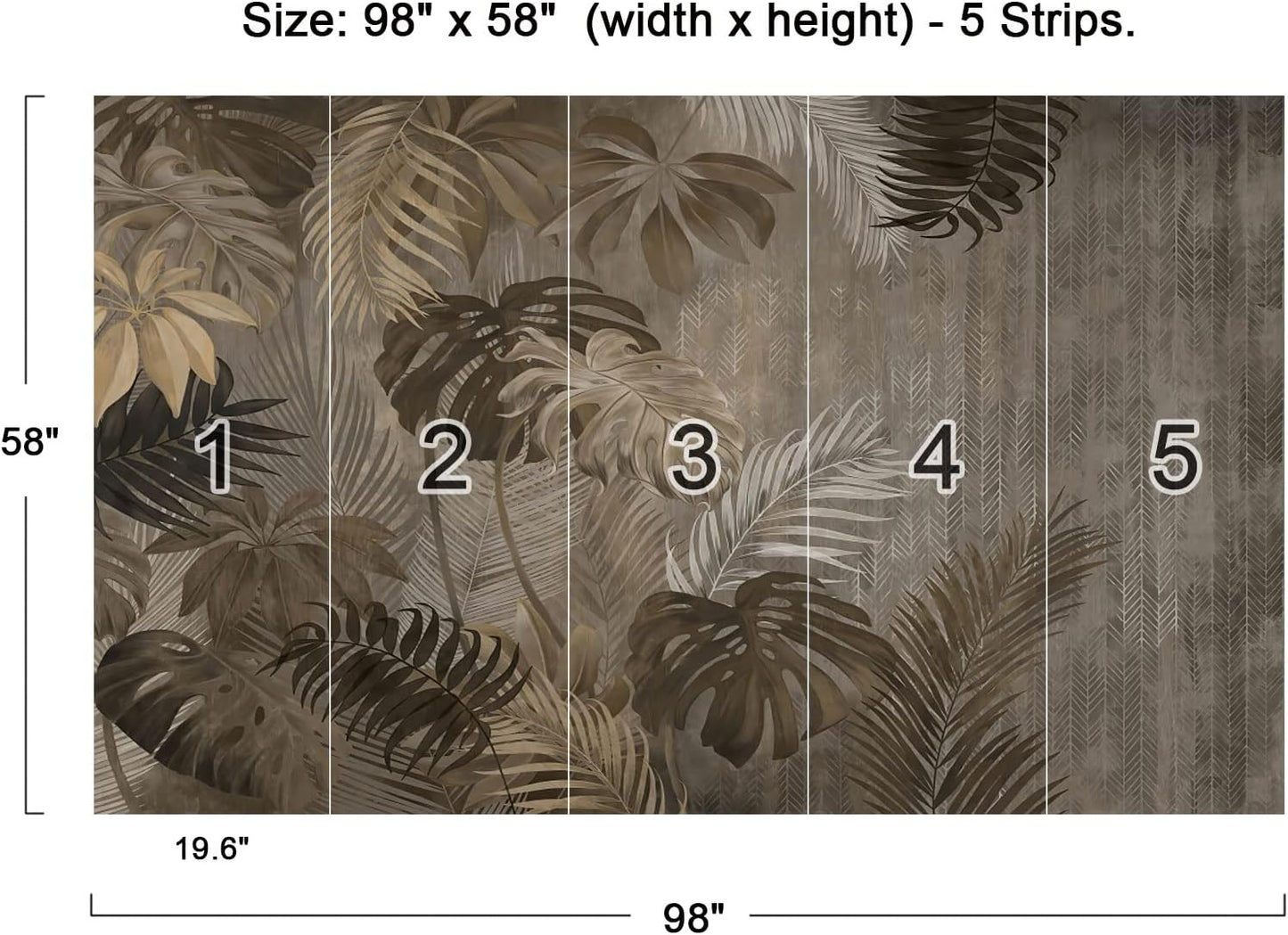 Cliouar-Turtle Backed Bamboo Plantain Leaf Plant Wall Mural Wallpaper for Bedroom Living Room Peel and Stick 98" x 58"