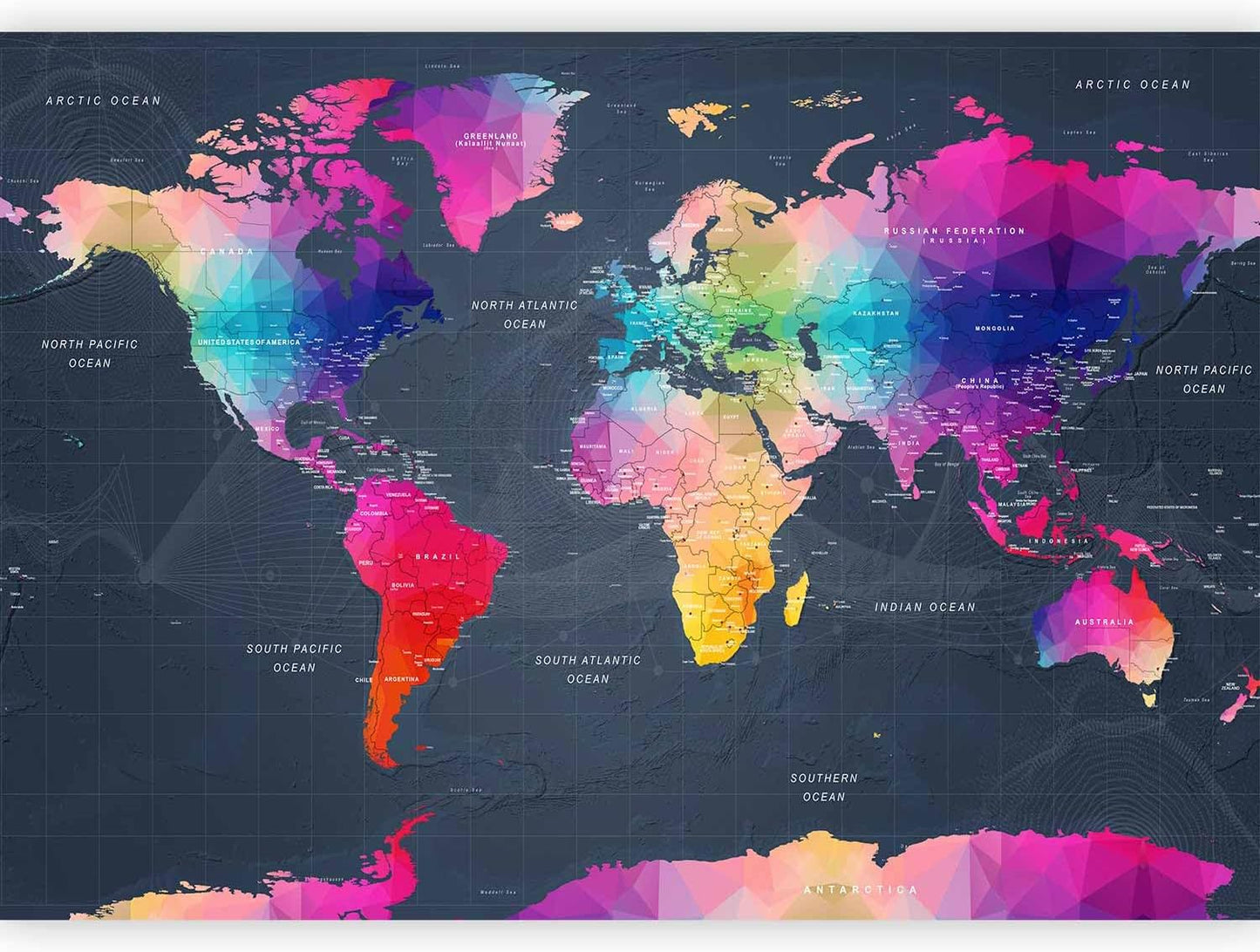 artgeist Wall Mural World Map 193"x138" - XXL Peel and Stick Self-Adhesive Wallpaper Removable Large Sticker Foil Wall Decor Print Picture Image Design Map of The World k-A-0126-a-a