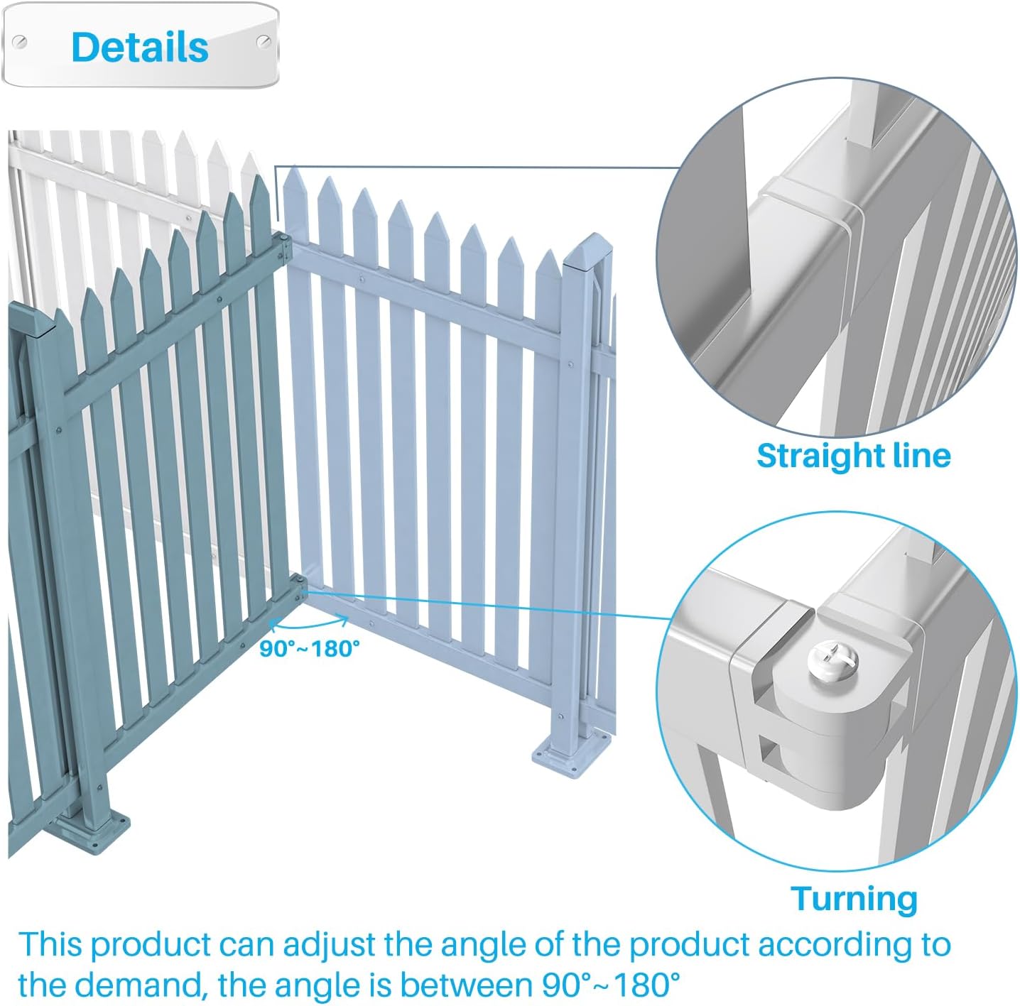 Patio 6 Sets Vinyl Picket Fence Panels 36" H x 84" W White PVC Decorative Fence for Front Yard Porch Patio Deck Pool Air Conditioner Fence Safety Dog Fence (34 Pickets, Straight)