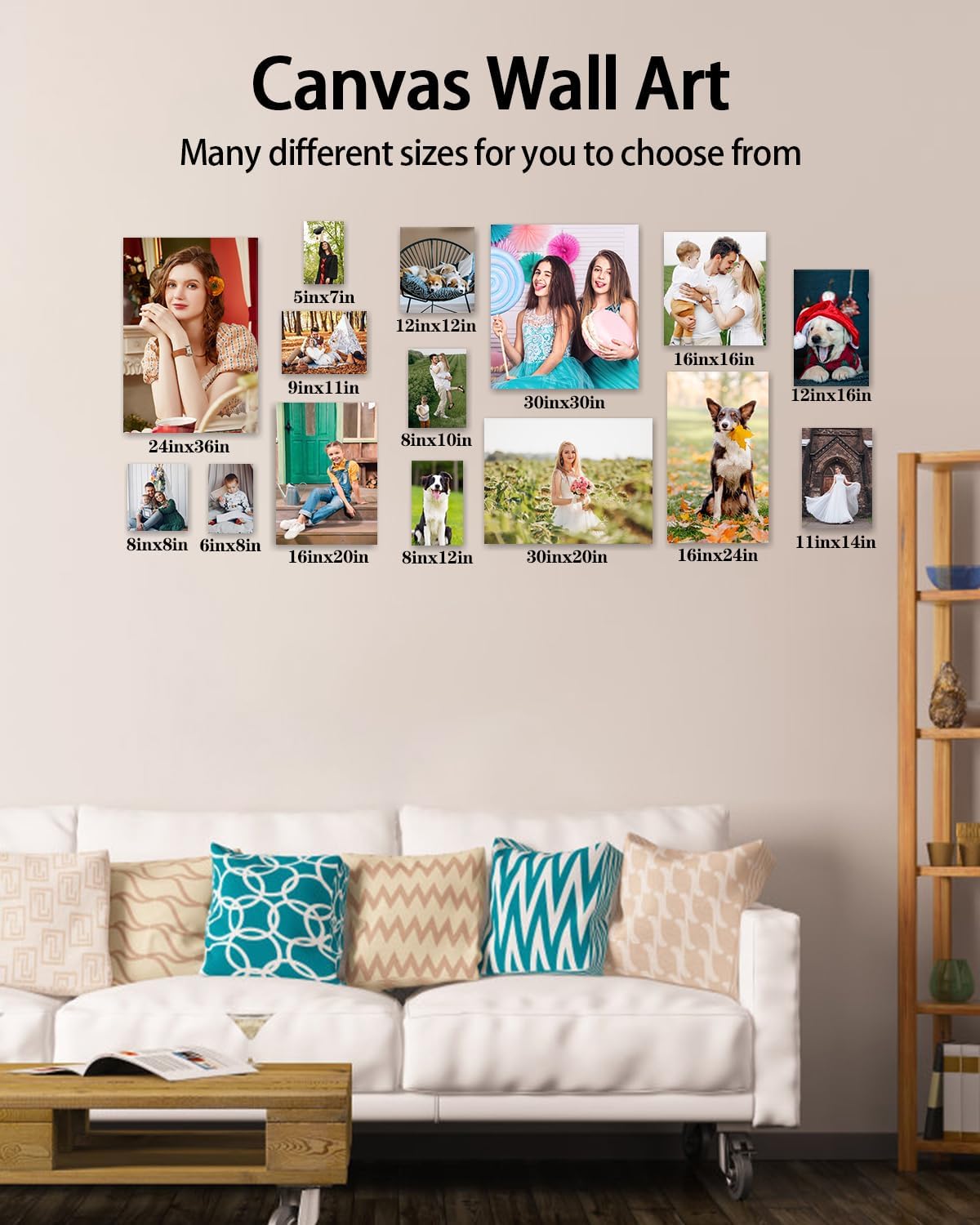 AbcCustomize Canvas Prints with Your Photos，Custom Canvas Wall Art for Bedroom, Living Room, Farmhouse Decor，Personalized Gifts Canvas Prints for Family，Friend，Lover，Pet