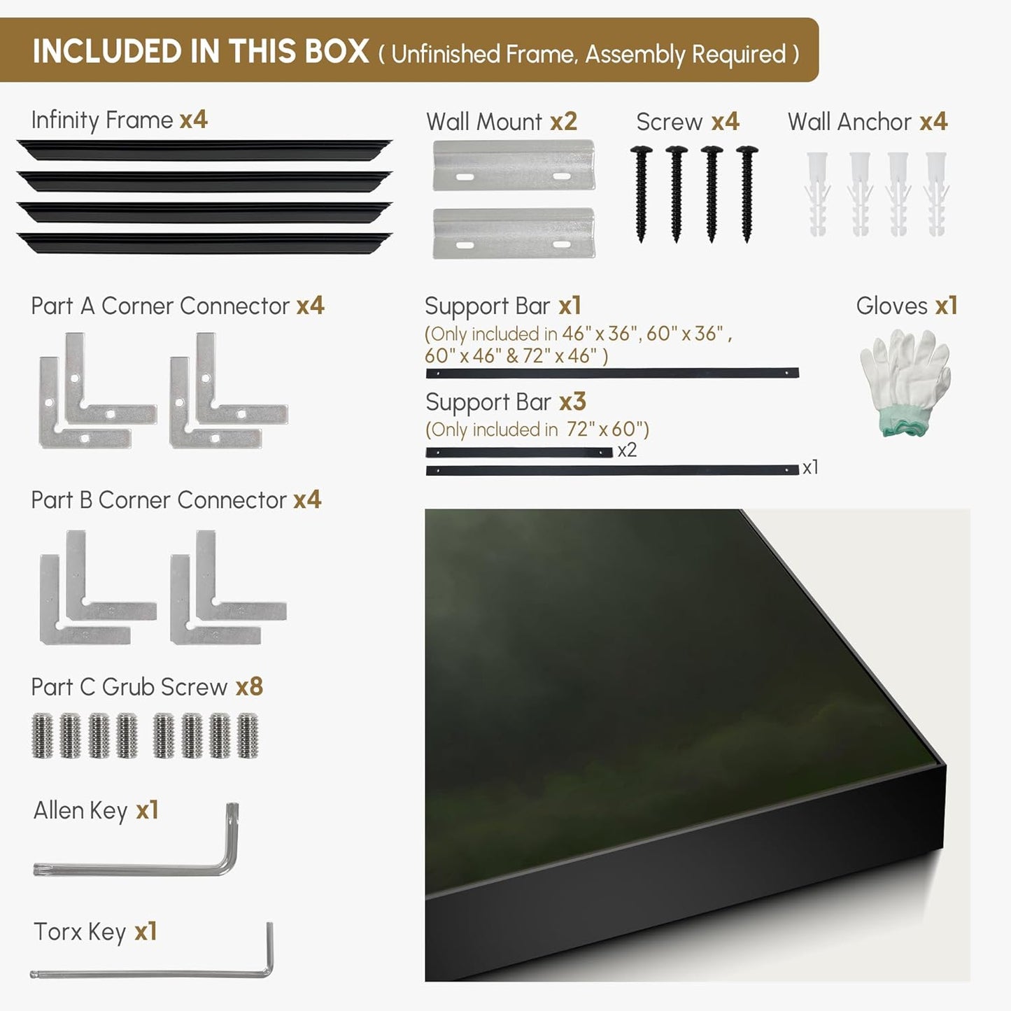 SIGNWIN 60"x72" Extra Large Framed Wall Art Moody Green Abstract Cloudscape, Minimalist Atmospheric Print for Home Living Room Bedroom Decor (Frame Assembly Required)