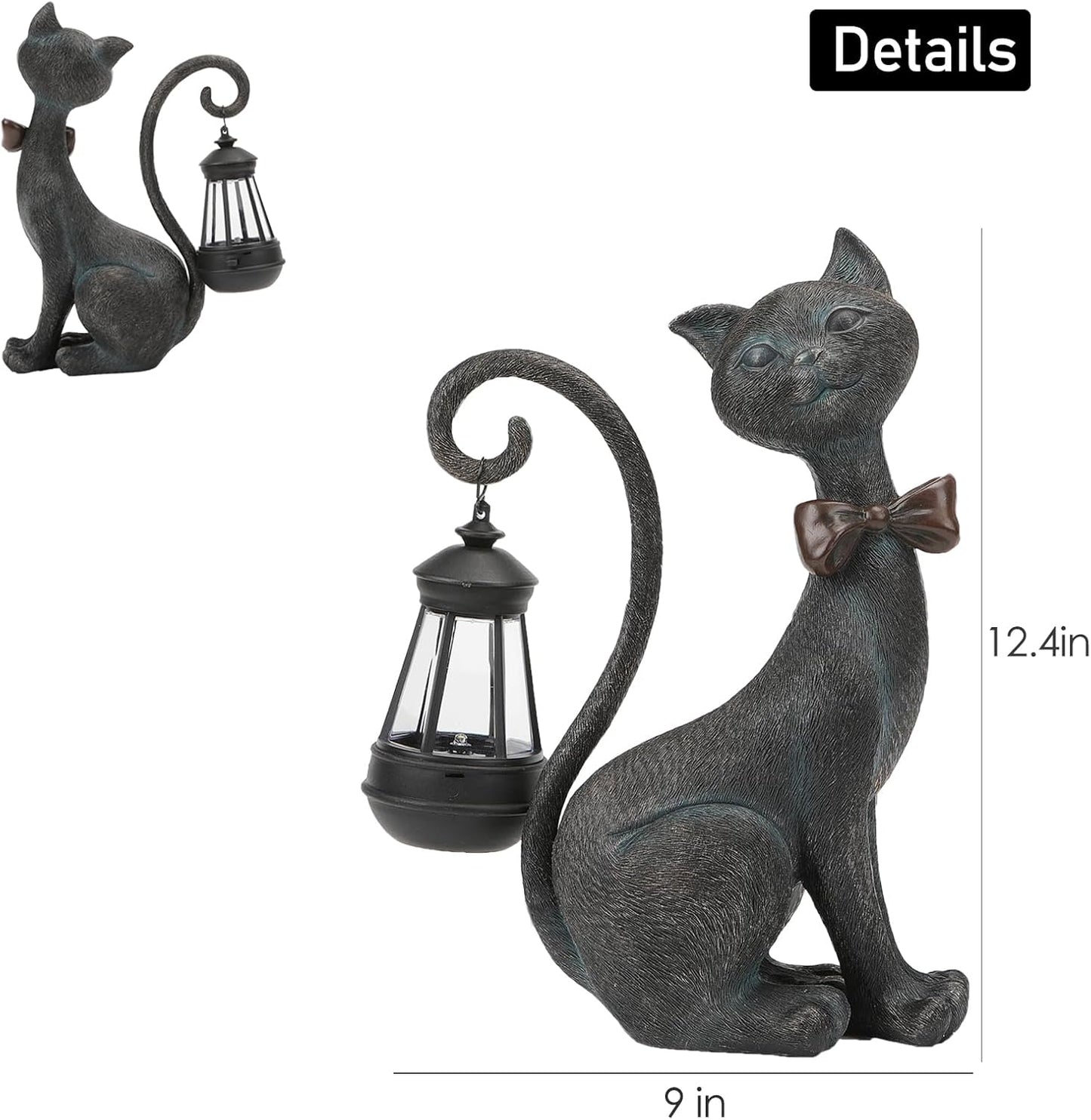 Whimsical Outdoor Cat Statues with Solar Garden Lantern:Cat Garden Statues for Outside Spring Decor Clearance,Outdoor Figurine for Yard Art Lawn Ornaments Patio Balcony Home House - Birthday Gifts