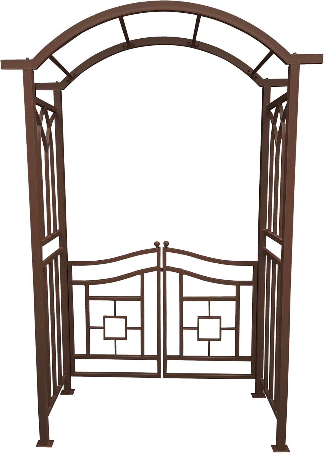 Brown Aluminum Garden Arbor Arch with Gate