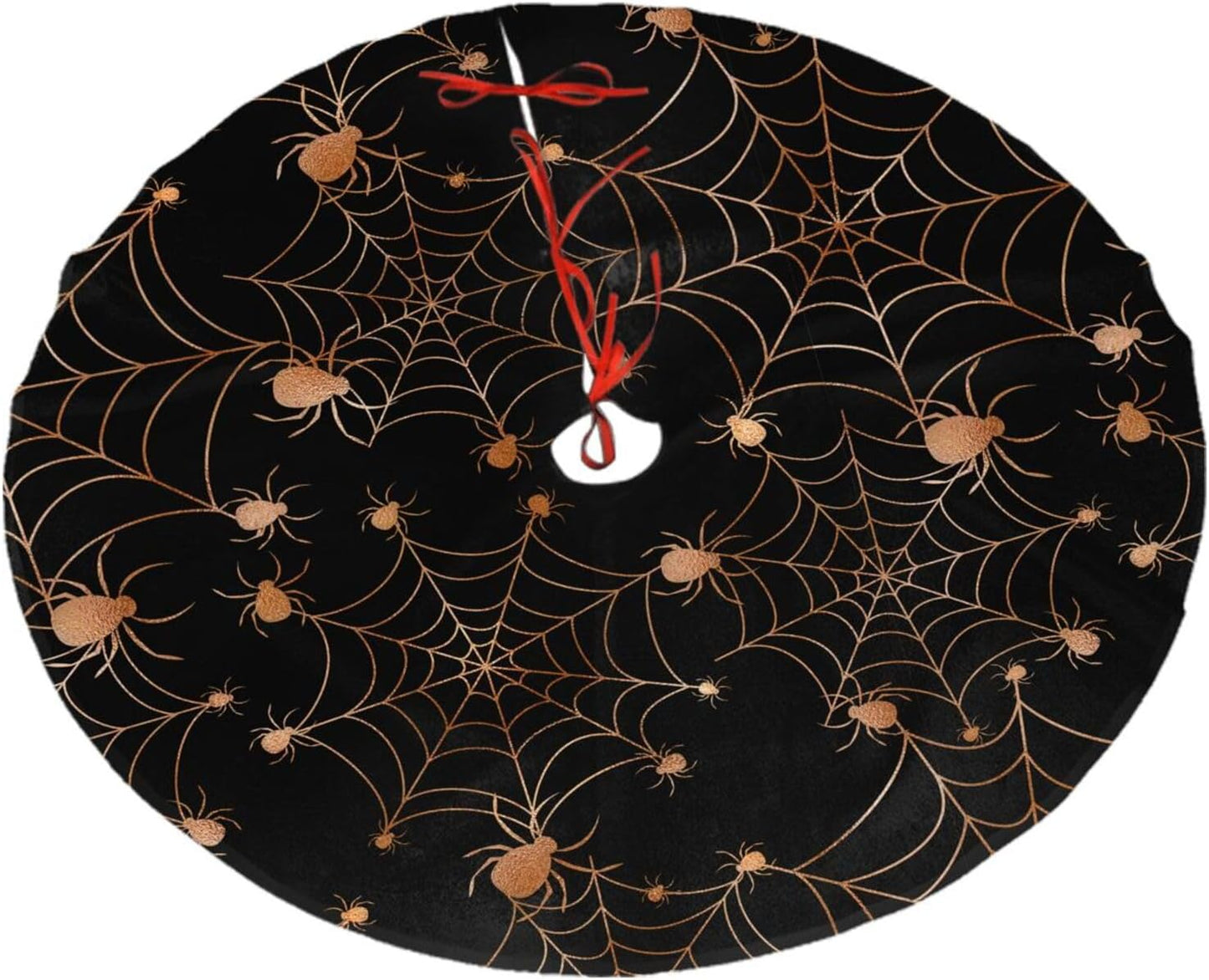 Christmas Tree Skirt,Gold Spider Web Xmas Tree Skirt Rustic Farmhouse Tree Skirt for Christmas Decor Xmas Holiday Home Party Decorations48