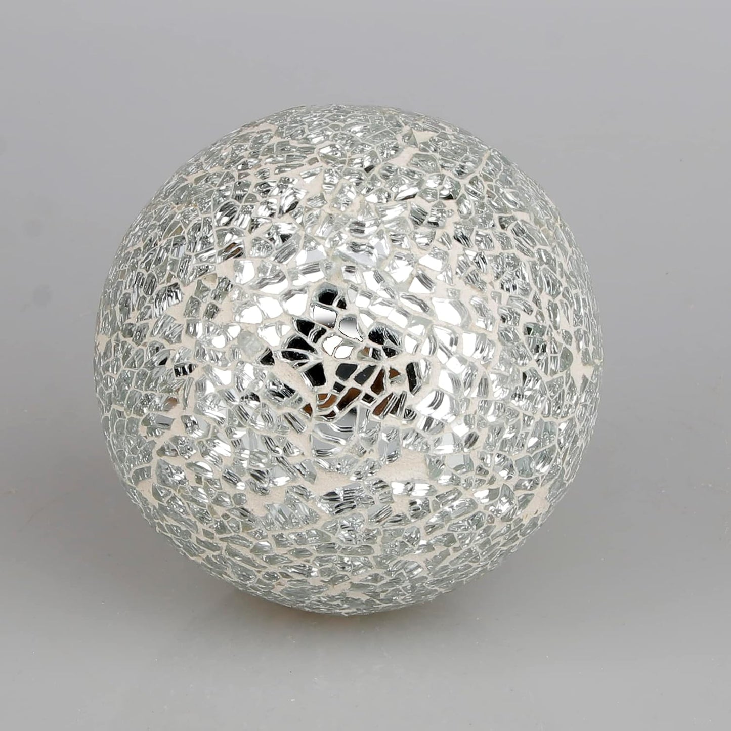 6pcs Decorative Balls for Centerpiece Bowls - 8cm/3.15in Silver Mosaic Glass Orbs Decoration Ball Mirror Glass Ball Fillers for Bowl Tables Wedding Party