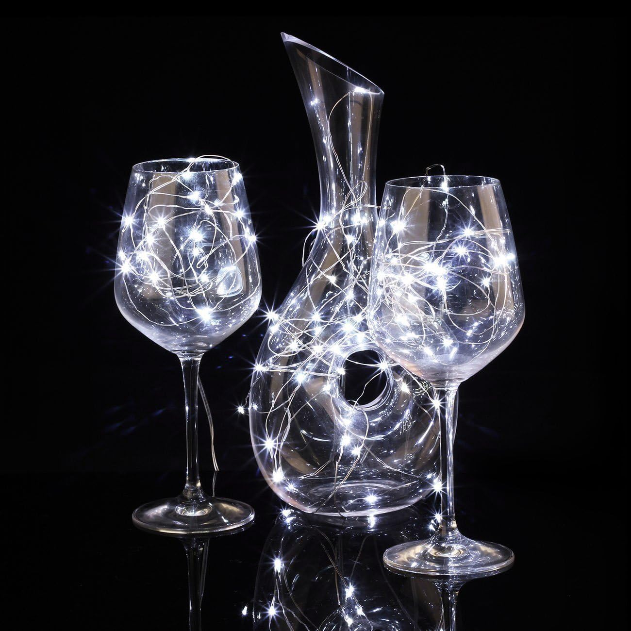 4 x Fairy Lights Battery Operated, Silver Wire Chains 8 Mode 5M 50 LEDs Timer String Lights with Remote Control for Bedroom Christmas Party Wedding Decoration