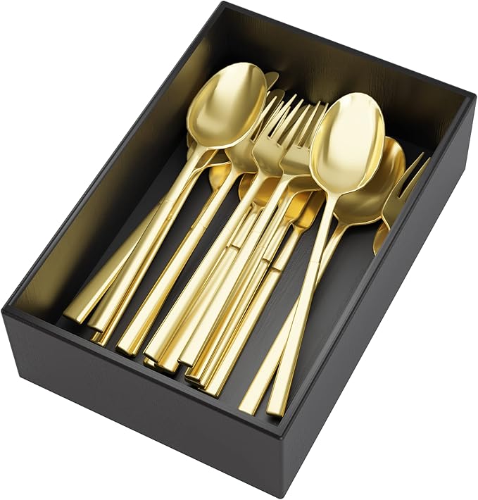 Black Bamboo Drawer Organizer - Silverware&Utensil Holder Organizer for Kitchen Drawers, Multi-Use Drawer Dividers Boxes for Bathroom Counter，Cabinet, Garage, Office Desk, Makeup, Jewelry (9"6"2.5")