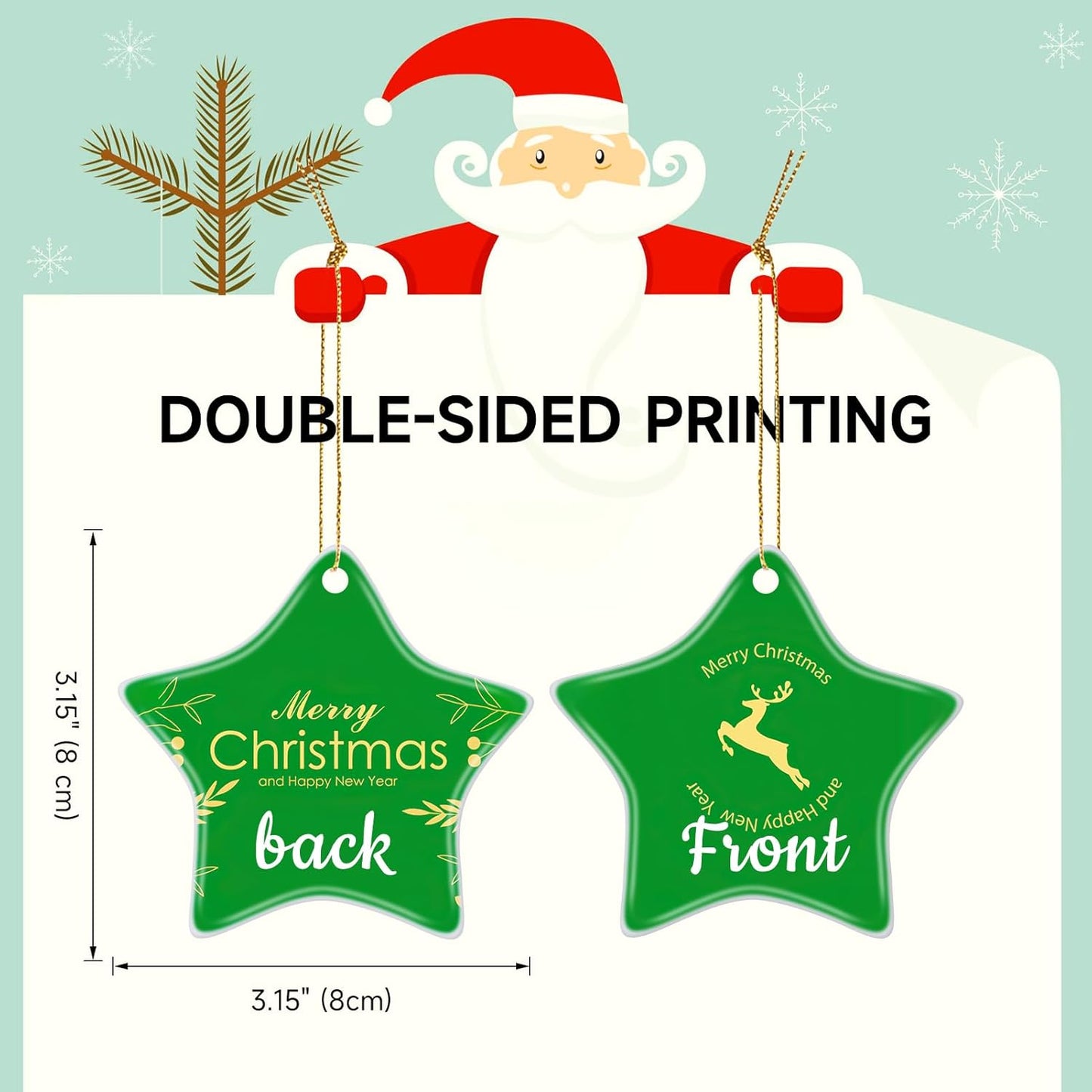 Personalized Christmas Ornaments 2025 Ceramic Custom Picture Text Hanging Ornament Customized Christmas Tree Decorations Keepsake Gift for Family Couples Xmas Tree Home Decor