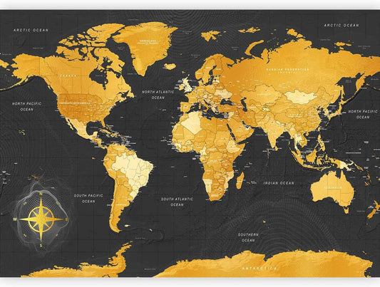 artgeist Premium Wall Mural World Map 157x110 in - XXL Non-Woven Wallpaper Fleece Wall Decor Photo Print Picture Image Design Home Map of The World k-A-0130-a-a